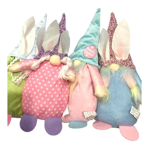 4pack cozy snuggly Easter bunny‎ theme pastel colored gnome plushies new - Picture 11 of 15